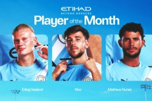 曼城10月最佳球员候选名单：哈兰德、尼科、努内斯入围