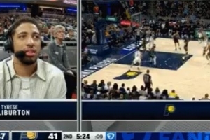 场边哈利伯顿都无奈了！库里三分弹进&急停跳投连拿5分