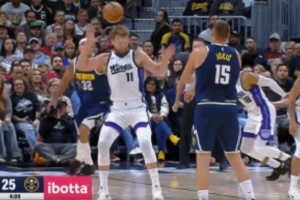 看你躲不躲！约基奇迎着小萨脑袋传球助攻戈登 小萨躲球目送得分